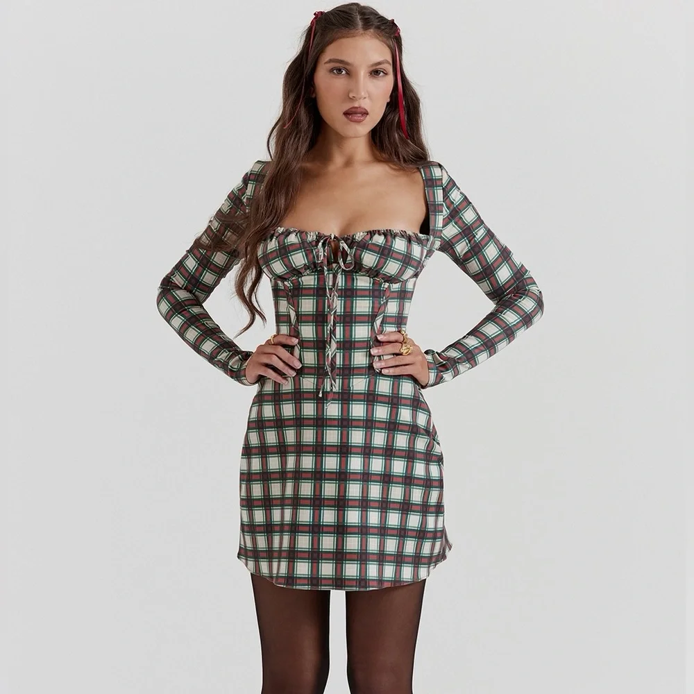 House of CB Malika Red Tartan Corset Mini Dress Women’s Size Medium - Picture 2 of 16